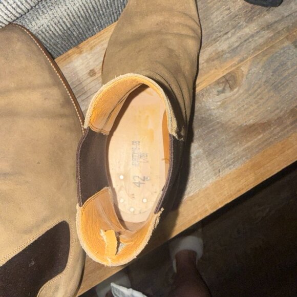 Saint Laurent mens Chelsea tan suede Boots Size 42 preowned
